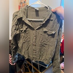 Olive green long sleeve top